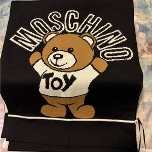 Moschino Black and Brown Teddy Bear Scarf